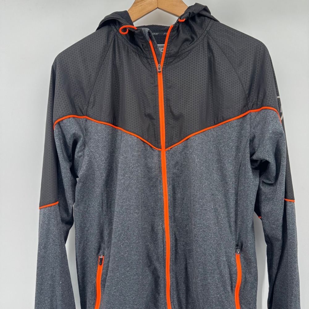 Fox Racing Fox Tech Mens S Full Zip Hooded Jacket Charcoal Black Orange - Picture 3 of 8